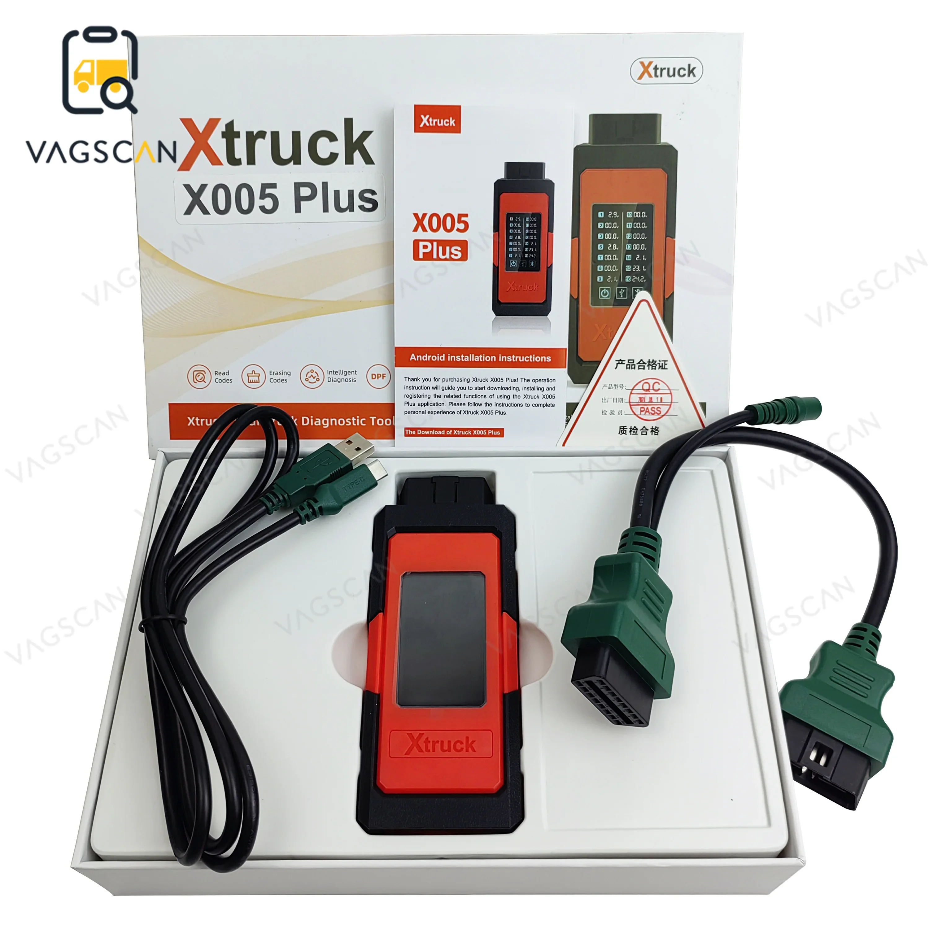 vehicle type system support for SHACMAN Sinotruck DongFeng, FAWDE，Weichai for Xtruck x005 plus Heavy duty truck diagnostic tool