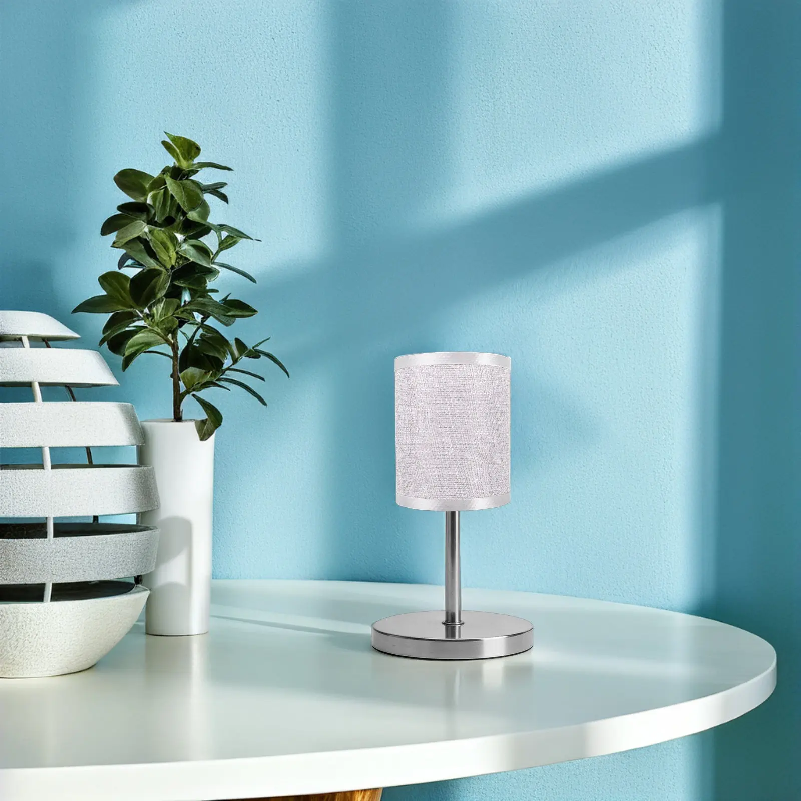 Mini Linen Lampshade Silver 3.9x3.2 E14 Anti-Glare Fabric Shade Table Lamp Bedroom Desk Pendant Lamp Nightstand