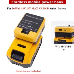 Cordless Mobile Power Bank for DeWalt 18V 20V MAX XR DCB Series Lithium Battery Indoor and Outdoor Use W/USB TYPE-C(NO Battery )