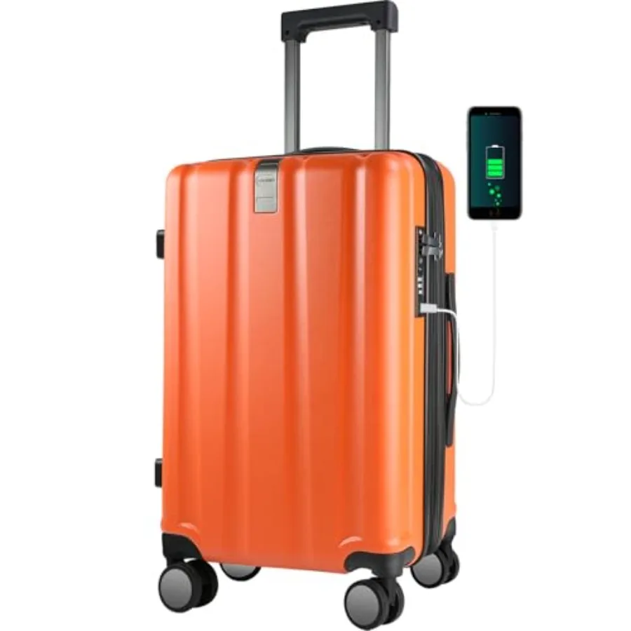 

Hardside Expandable Carry On Luggage with Spinner Wheels and Built-in TSA Lock, Durable Suitcase Rolling Luggage with USB Port,