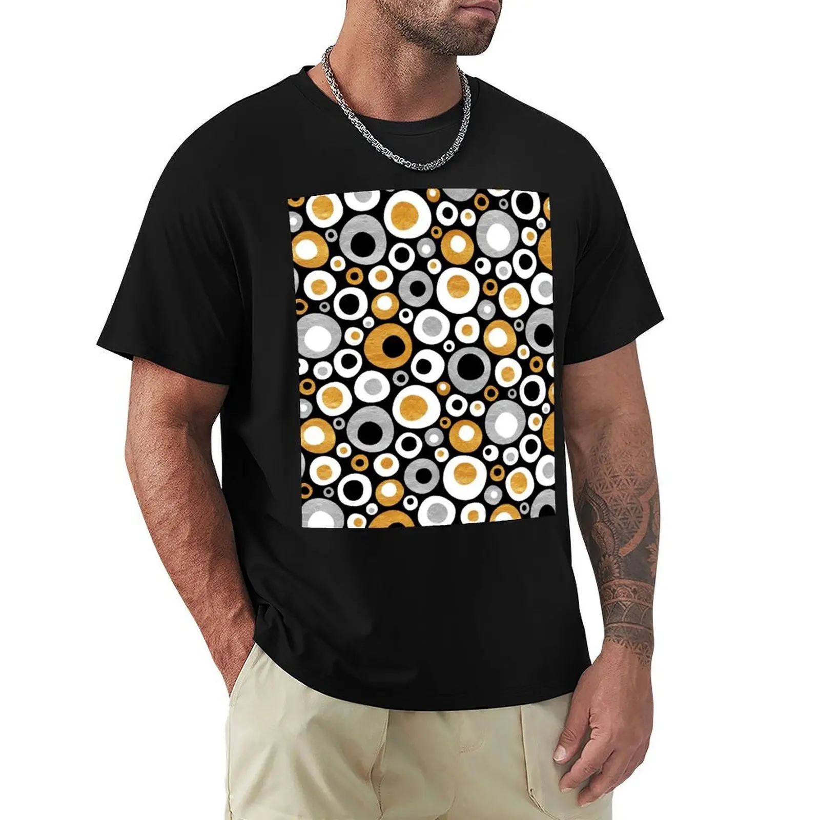 

Funky Mid Century Modern Circles - Gold, Silver, Black, White T-Shirt funny gifts graphic shirts t shirts for men pack