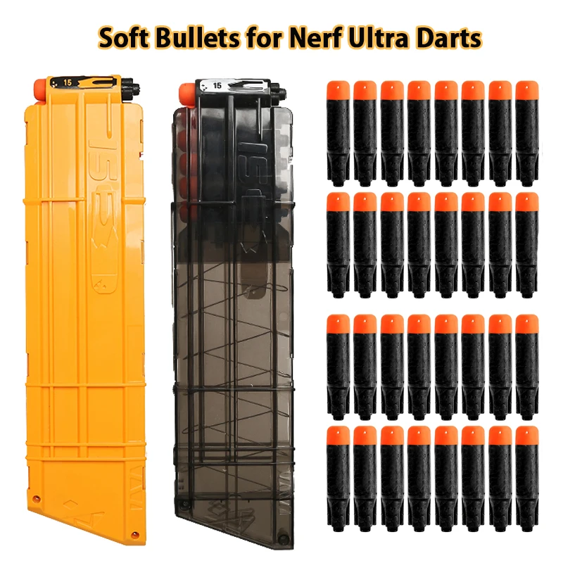 

Ultra Refills Blaster Darts Soft Black Bullets For Nerf 15-Rounds Magazine Reloading Clip Airsoft Weapons For Gun Accessories