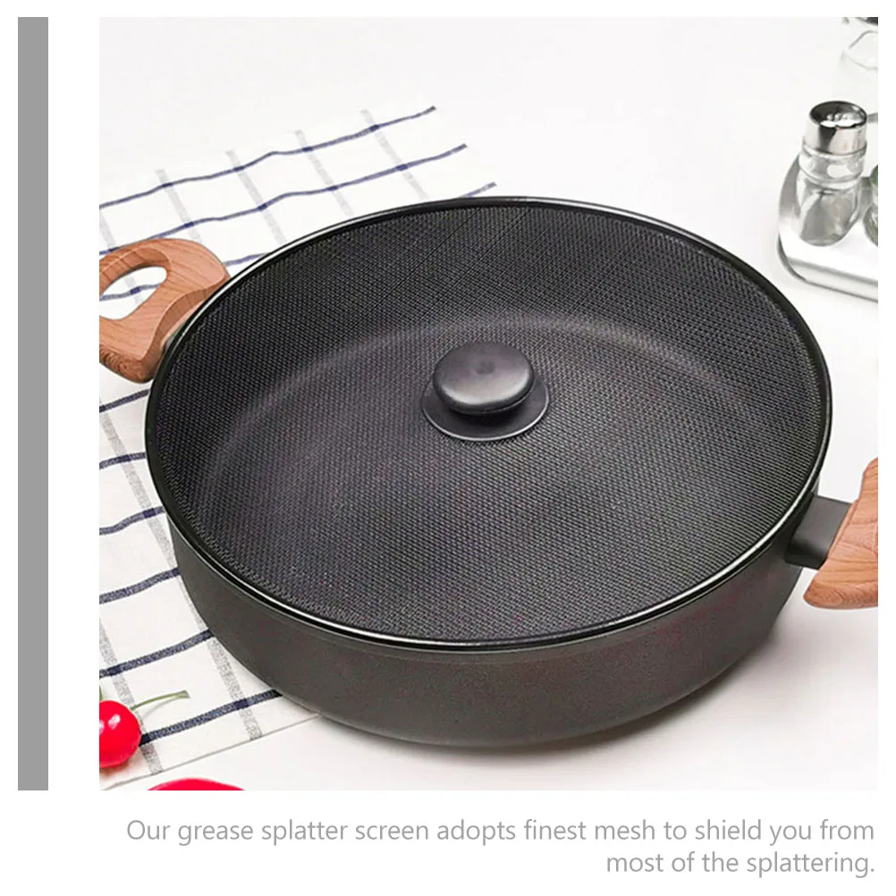 

Stainless Steel Oil Splatter Screen 33cm Fry Pan Grease Guard Mesh Lid Cover Pot Cooking Accessories Kitchen Cookware