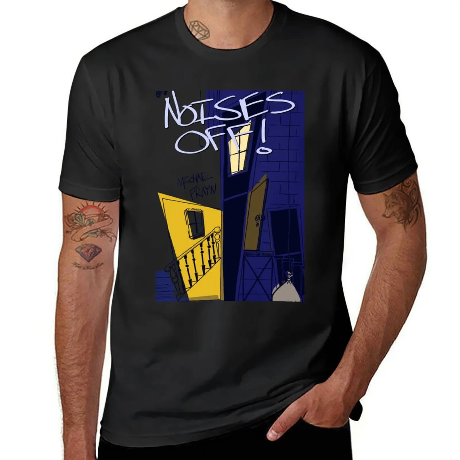 Noises Off Playbill T-Shirt blacks sports fans mens vintage t shirts