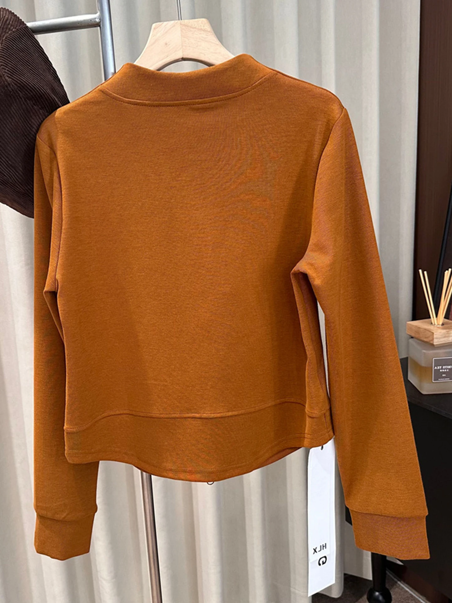 Dimagrante Colore puro Lungo Sve Doppia cerniera Jaet Versatile autunno Faionable Sweatshirt High-End Feel Commute Sle Wome...