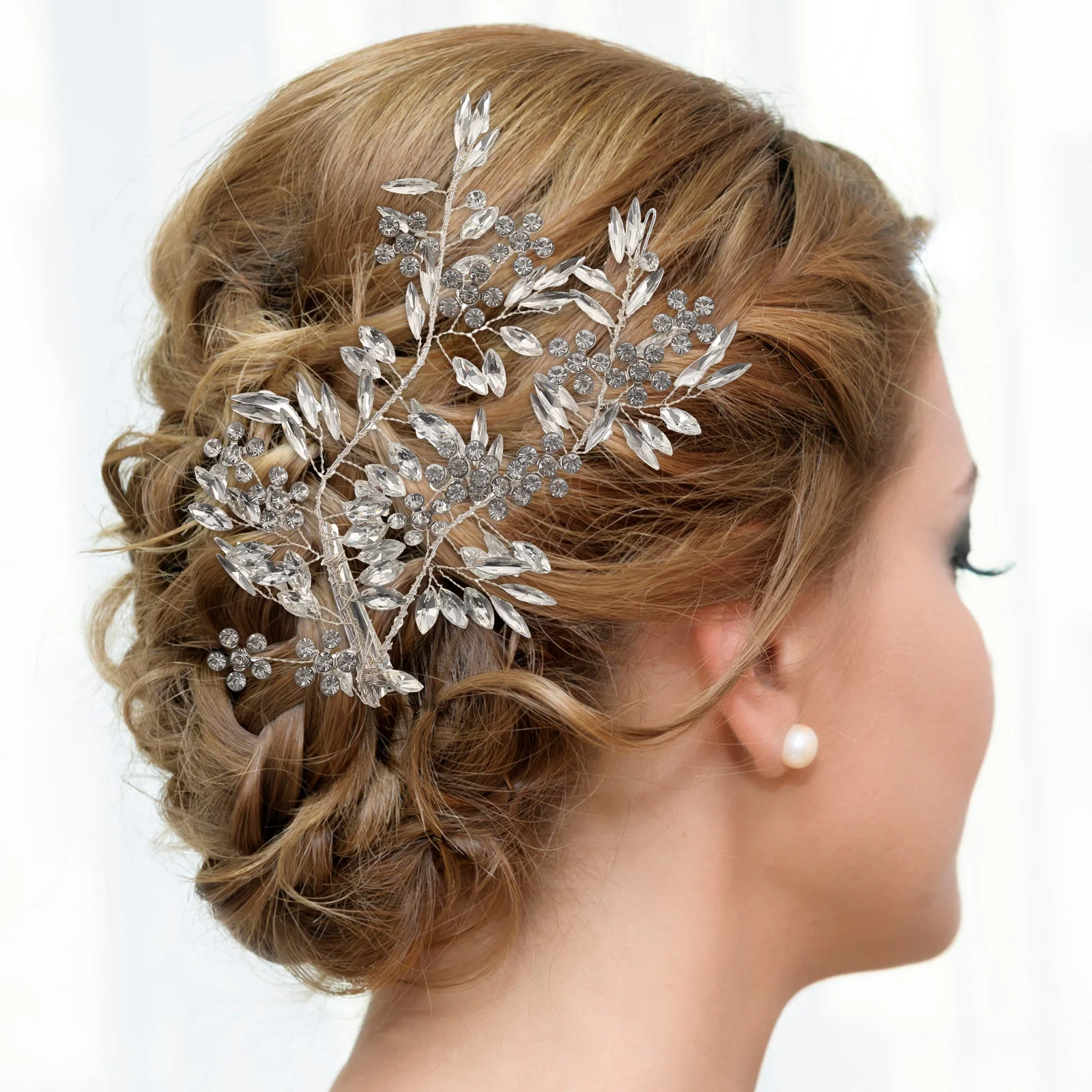 

Rhinestone Flower Hairpin Bridal Hair Accessories Rhinestone Barrettes Vintage Clip Bride Headdress Party Wedding Daily Wear