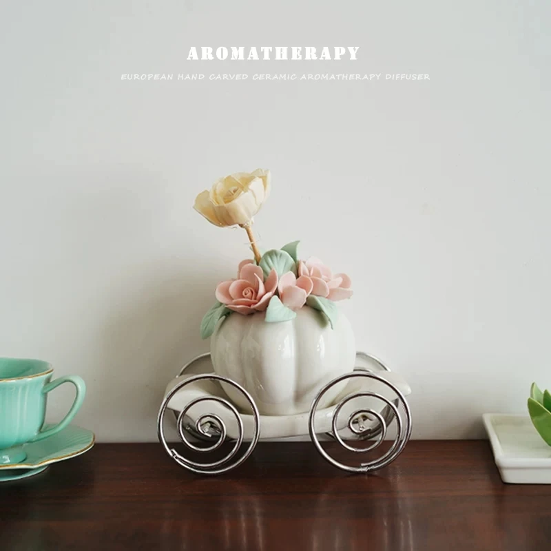 Hand-painted Pumpkin Vehicle Ceramic Aromatherapy Bottle Creative Desktop Aroma Diffuser Fragrance Spreading