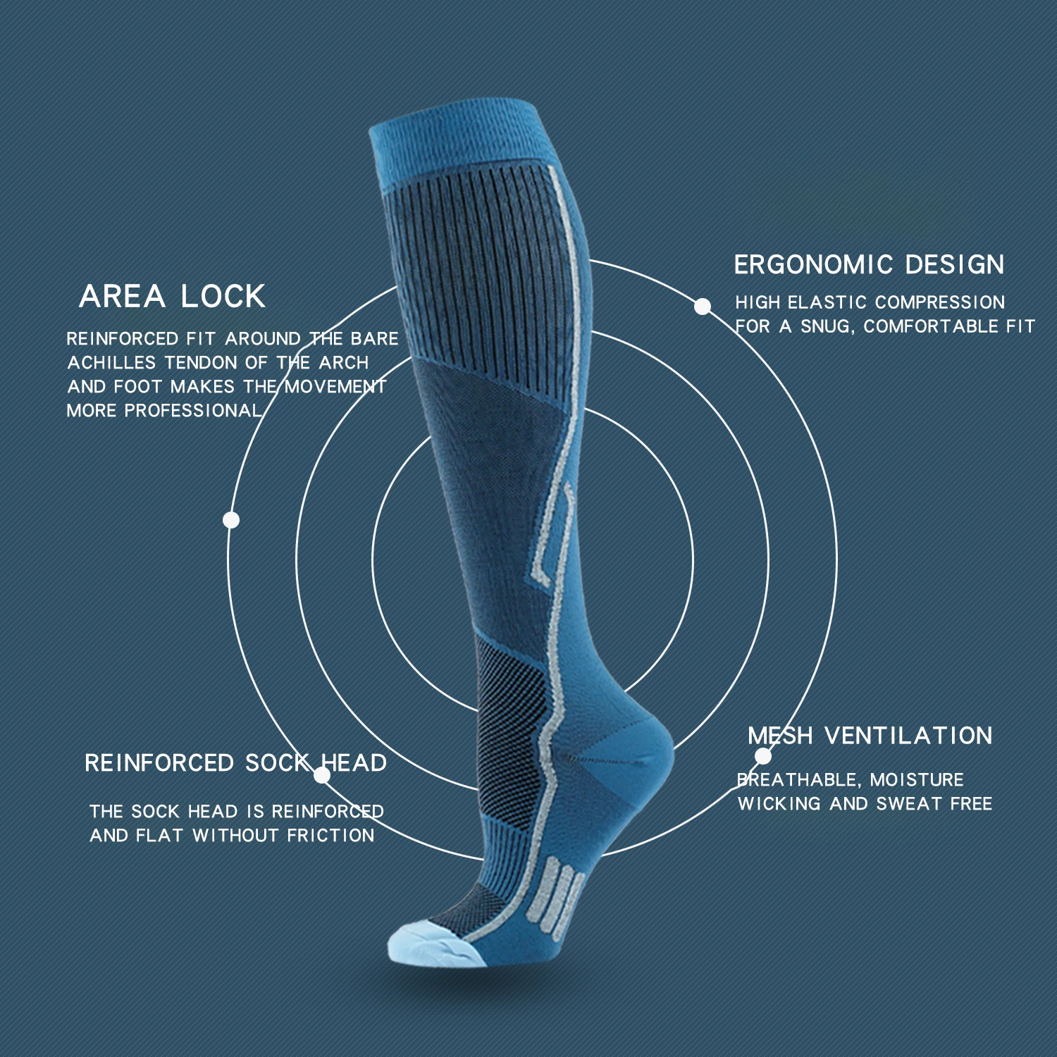 Compression Socks For Men Women Marathon Football Natural Hiking Sports Socks Calf Varicose Veins Blood Circulation Nurse Socks