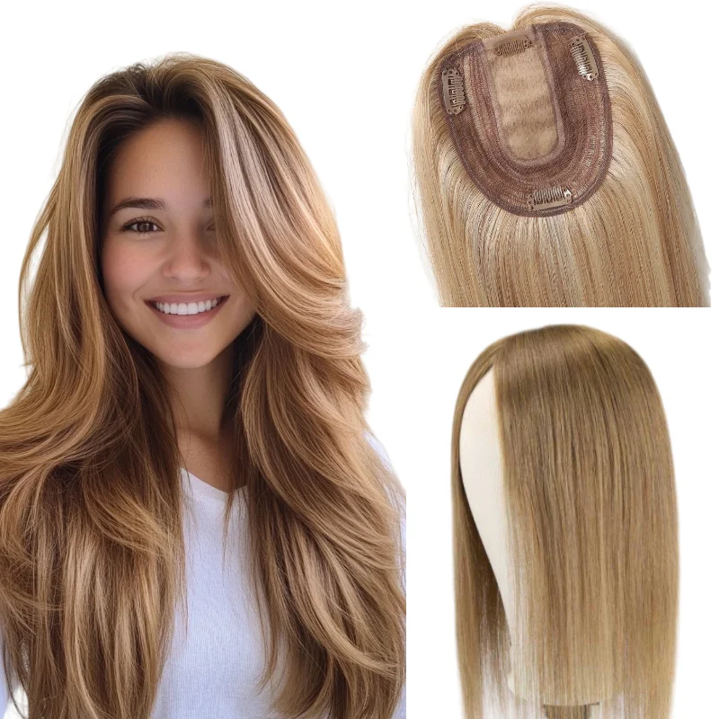 Wig Human Remy Hair Silk Lace Base Clip In 12x13cm 35cm Middle Part Machine Made #P18-613 #2 Big Sale 48H Ship