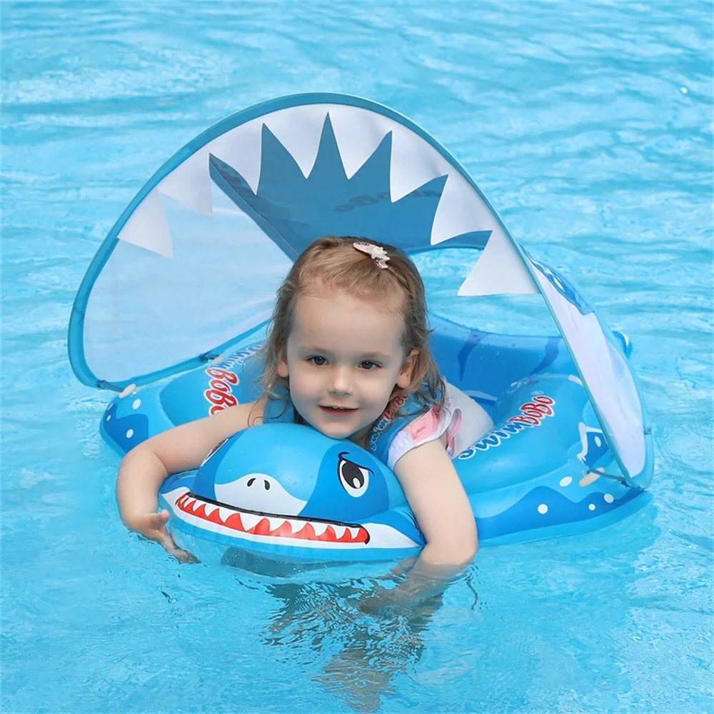 Baby Swimming Ring Inflatable Pool Float Circle Shark Sunshade for Kids Float Air Mattress Beach Party Pool Toys Accessories