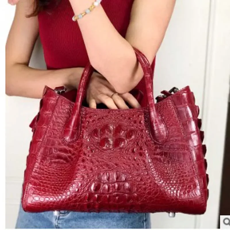 

ouruili new crocodile leather female bag solid color bag crocodile skin women handbag