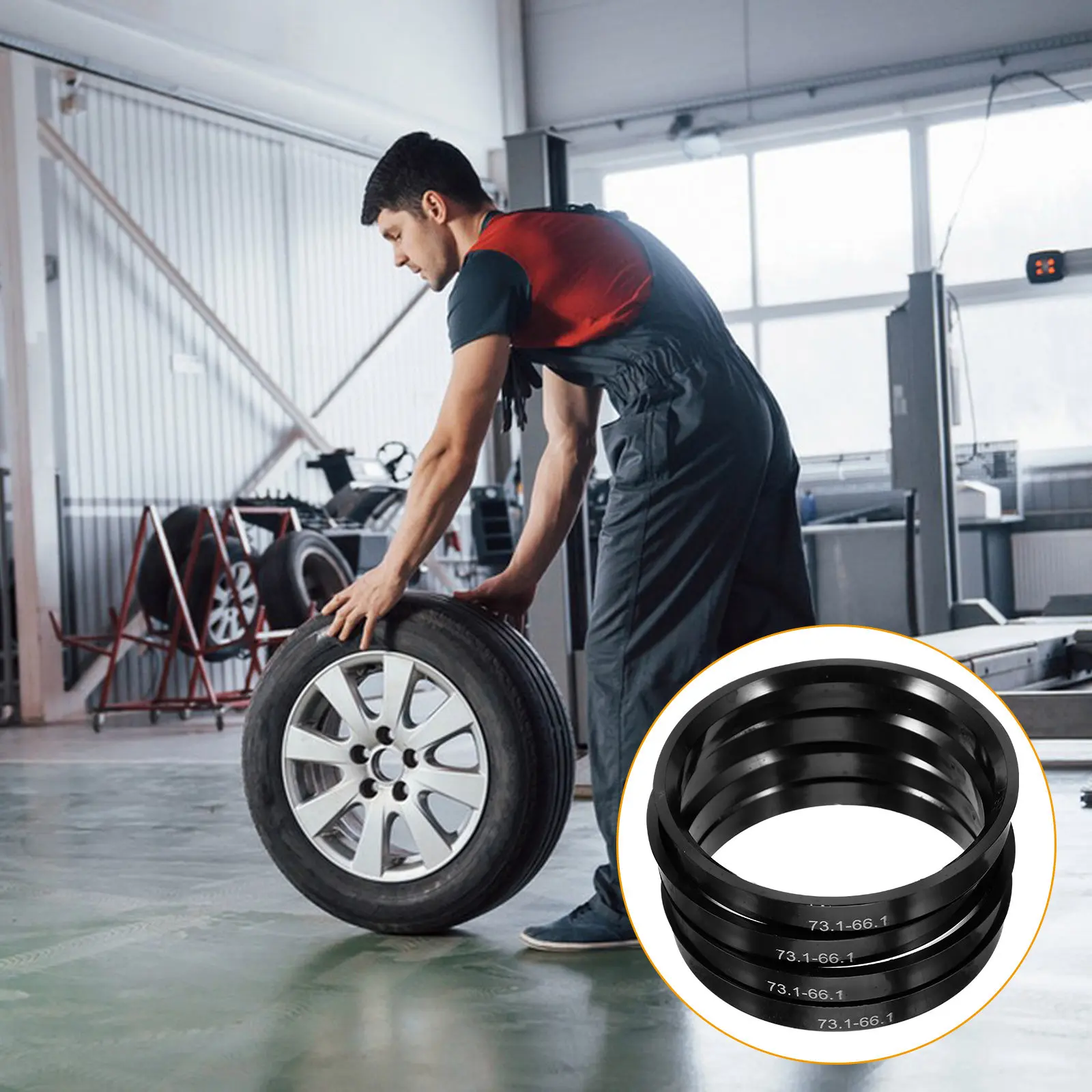 4Pcs Wheel Hub Rings Hub Centric Rings 73.1mm X 66.1mm Precision Fit Metal Center Bore Adapters Eliminate Wobble Stable Wheel
