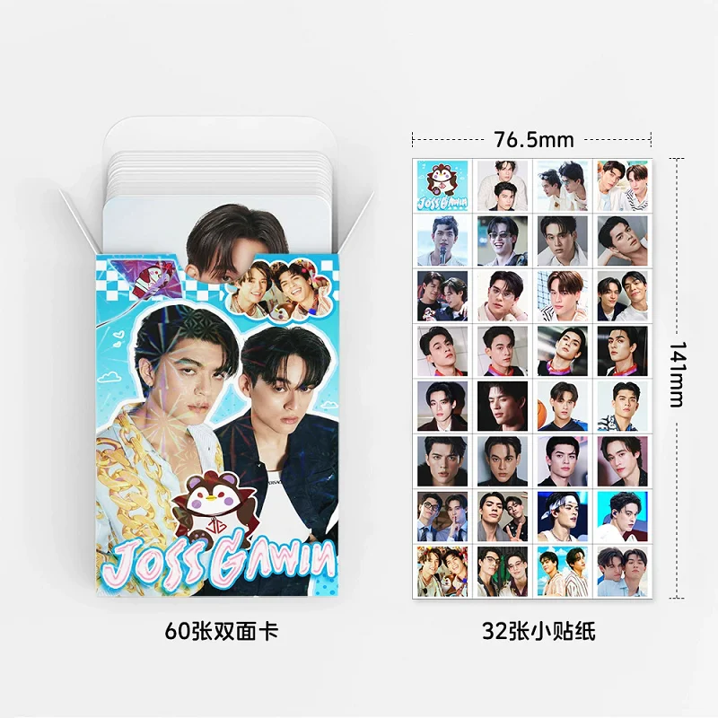 92PCS Thai Actor JossGavin Lomo Cards Set 60Pcs Idol Collectible Photocards + 32Pcs Decor Stickers Thai Drama Star Merch Gift image 4