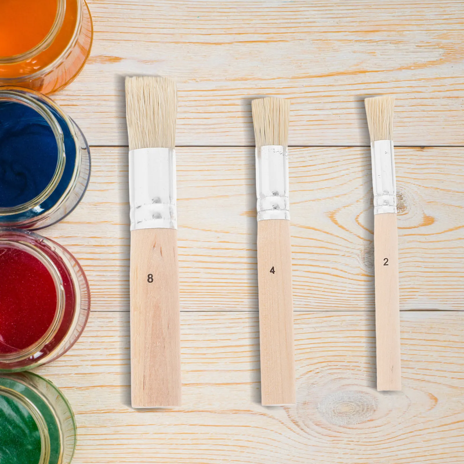 3Pcs Oil Paint Brush Set Wooden Stencil Round Brushes for Acrylic Chalk Wax Painting Art Crafts Stencil Paint Brushes