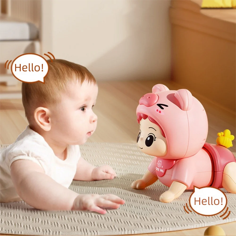 Jouets d'apprentissage pour bébé rampant rose bleu, 26 chansons, jouet d'apprentissage en toute sécurité pour escalar, jouet d'entraînement pour ramper intéressant en forme de dessin animé