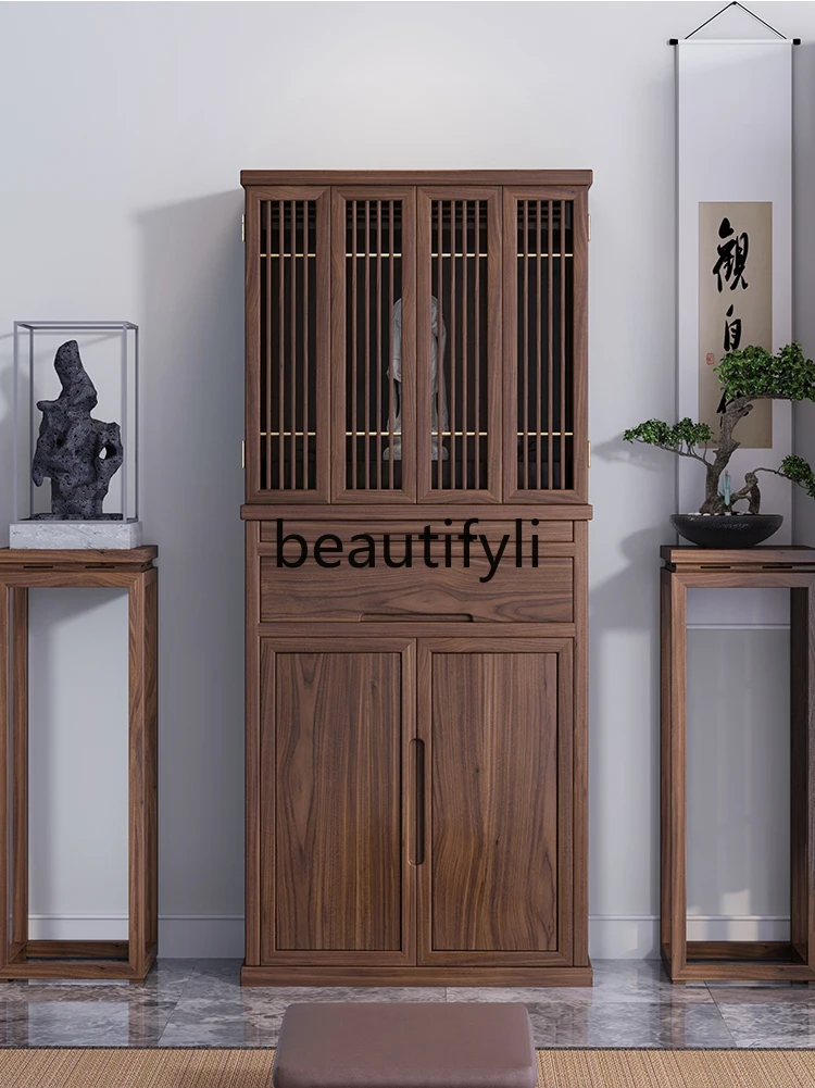 Buddhist niche new Chinese vertical cabinet Buddhist platform with door