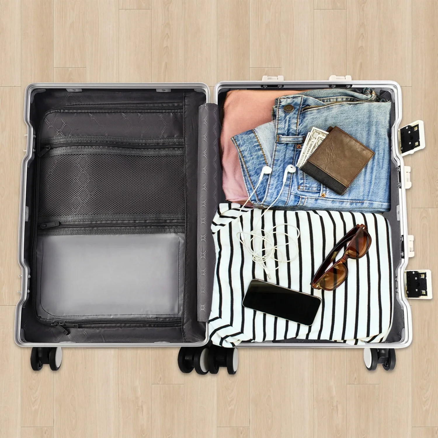 Boarding Suitcase, Portable Luggage Spinner, 20-Inch Travel Suitcase Carry on With Usb Charging Port Multi-Functional