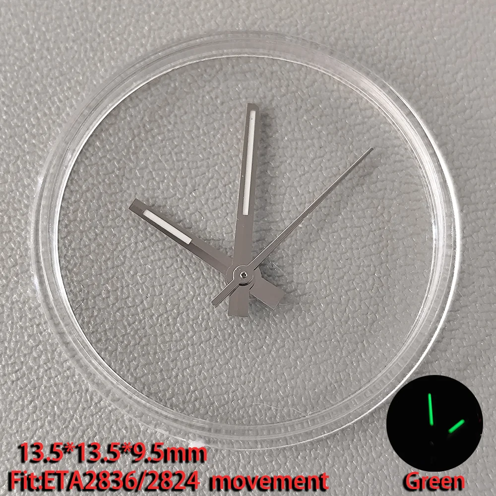 Manecillas de reloj luminosas verdes adecuadas para NH 35/NH36 ETA 2836 2824 movimiento relojes de hombre accesorios de puntero fácil instalación