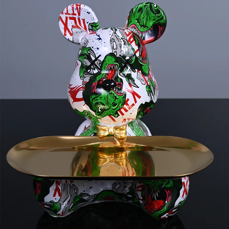 تماثيل الدب الملونة والمنحوتات بتلر الشكل الحلي الداخلية الشمال ديكور طاولة الغرفة الديكور الراتنج الحرف هدية