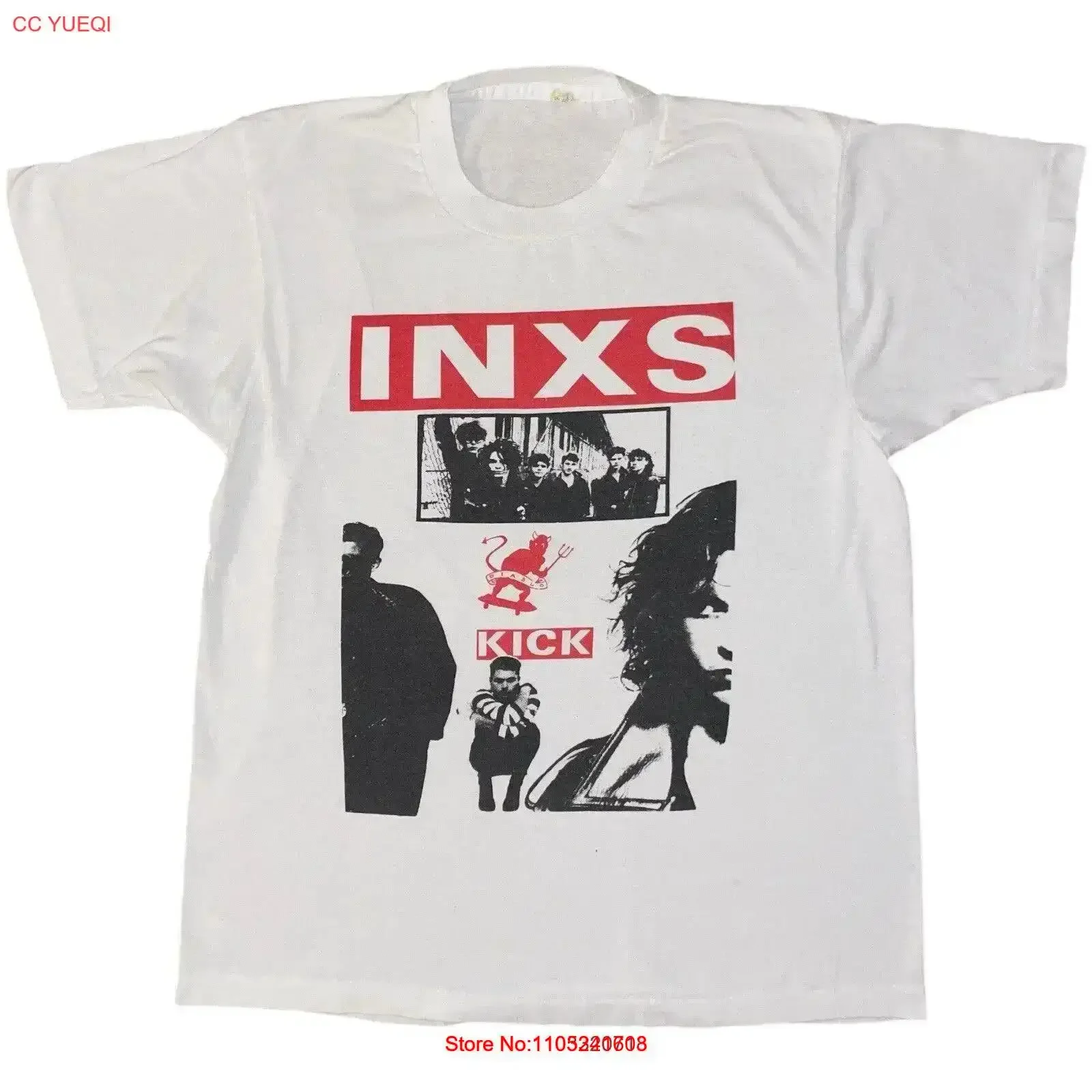 

INXS Band Kick Tour White T Shirt For Cotton MK494 vintage Washed Stretched homme Versatile streetwear Soft Casual vintage