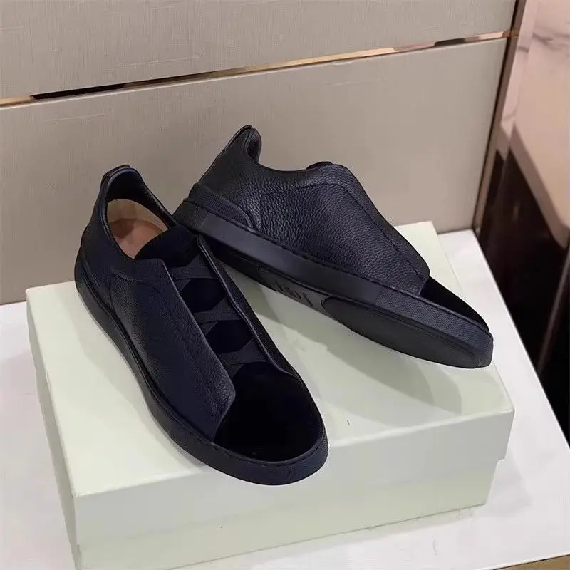 

Z Низкие кроссовки без шнуровки из натуральной кожи, повседневная модная спортивная обувь, новинка 2026, белые мужские кроссовки