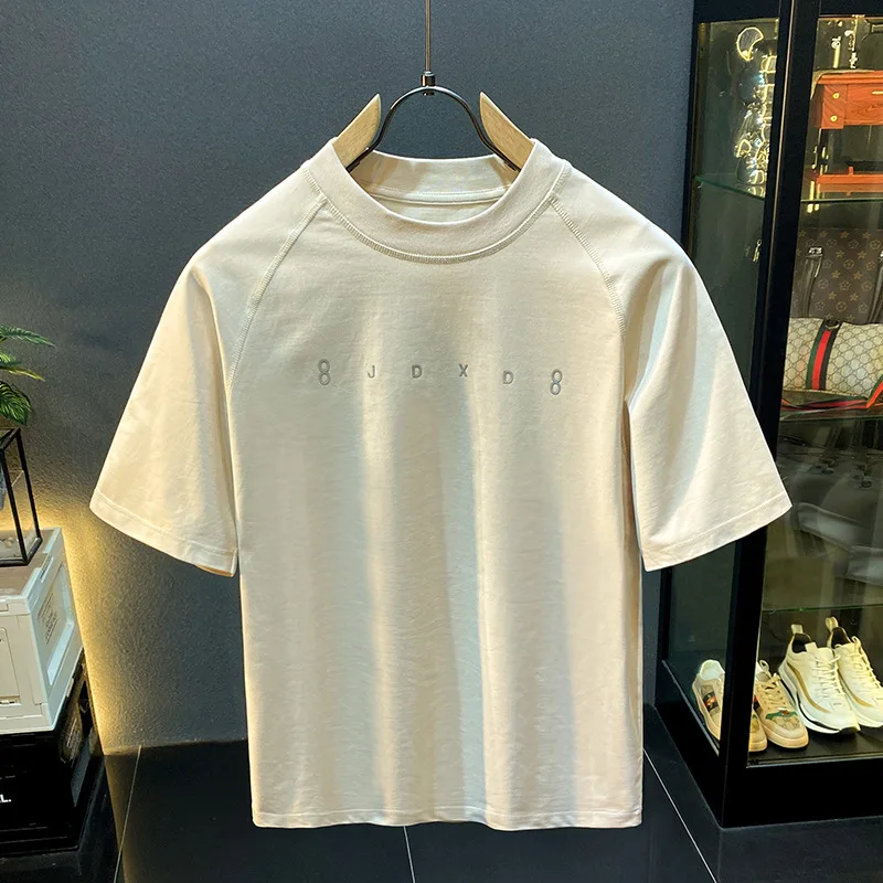 

Heavy fashion short sleeved T-shirt men's 2025 summer fashion versatile loose plus half sleeved T-shirt top