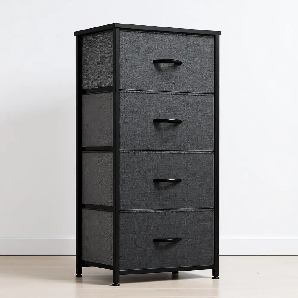 

Storage Tower with 4 Drawers - Fabric Drawer, Organizer Unit for Bedroom, Living Room, Closets - Sturdy Steel, Easy Pull Fabric