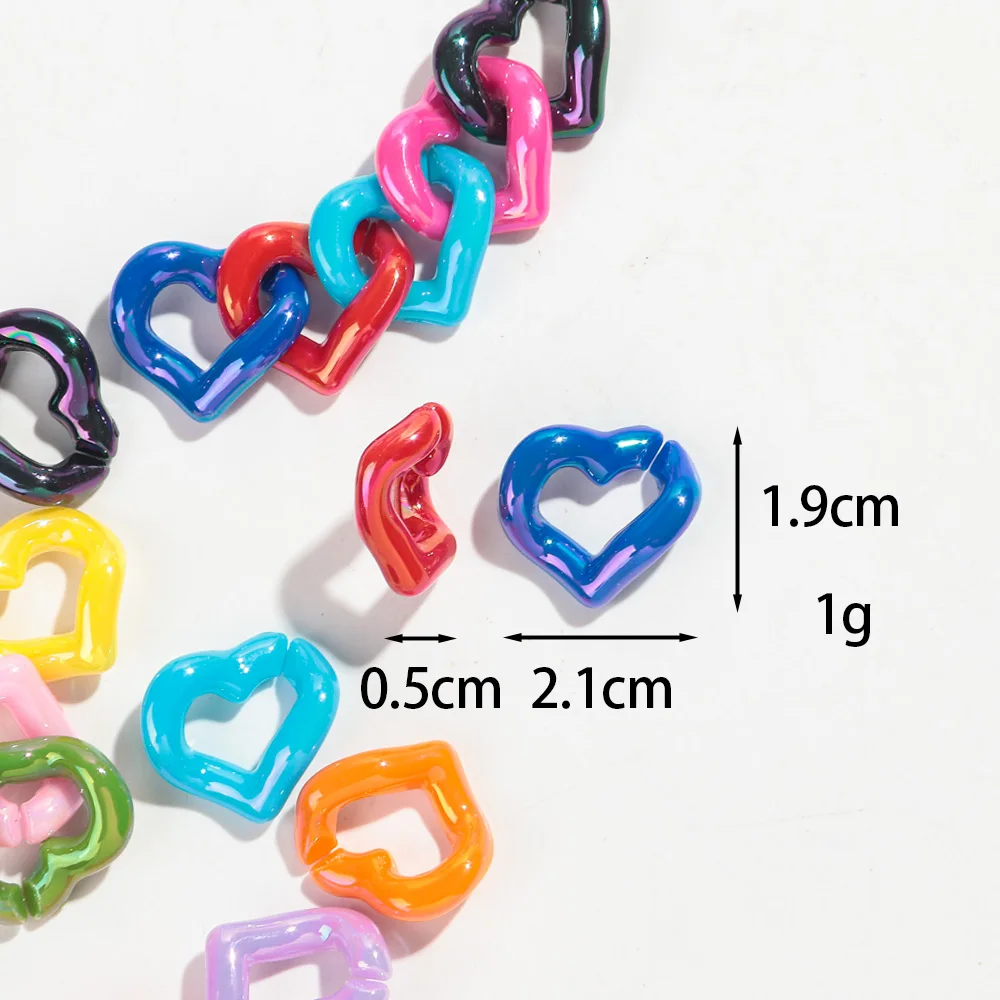 30pcs 21x19mm Laser Colorful Acrylic Love Link Chain Loose Beads for Bracelet Necklace Earrings Making DIY Jewelry Accessories