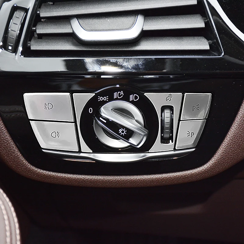 

Chrome ABS Auto Console Headlight Switch Button Sequins Decoration Cover Trim For BMW 5 Series G30 G38 2018-2022 Car Accessories