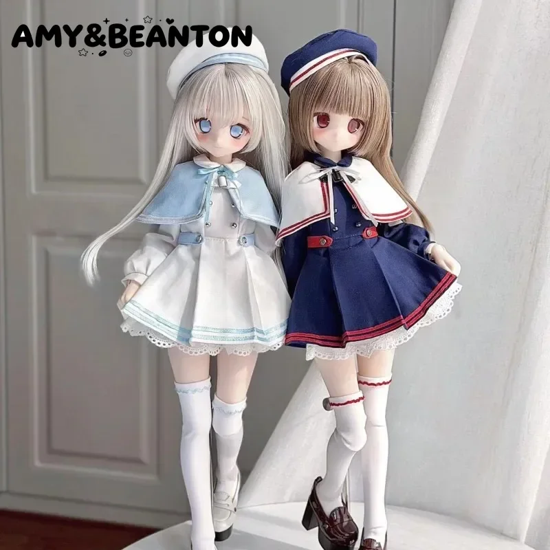Fit For BJD 1/4 Body Doll Clothes Japanese 1/4 Normal, Large 1/4 Wearable Twin Navy Sailor Suit Dress Doll Accessories Outfit