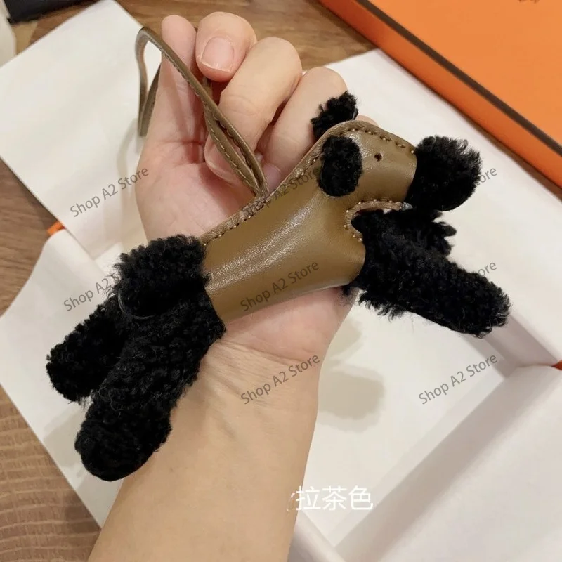 Wool sheepskin cute little dog bag pendant plush car hanging women's bag accessories car interior hanging fashionable key hangi view 3