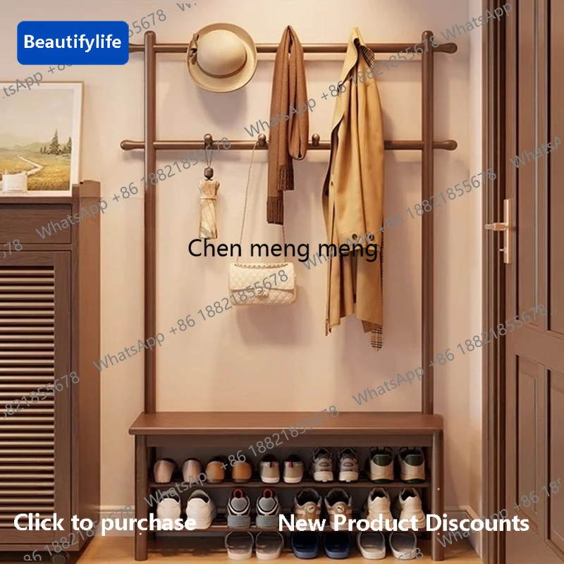 z5556Wood Bedroom Clothes Rack Place Saving Floor Standing Women Display Clothes Rack Luxury Unique Perchero De Pie Home Furnitu