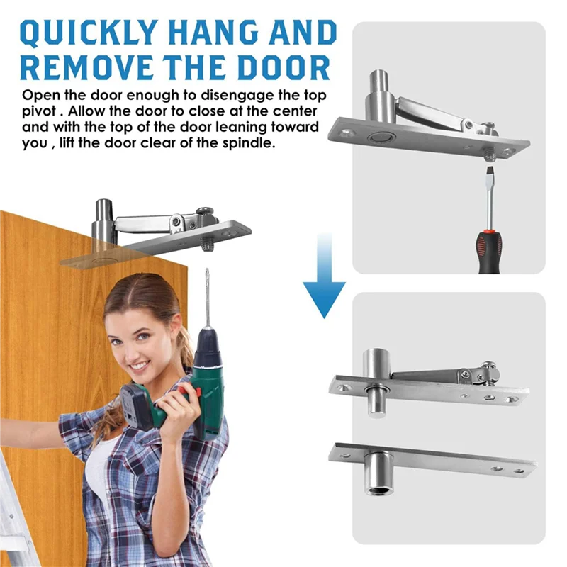 A88E-3X Door Pivot Hinges Heavy Duty Hinges For Max 200 Lb Wood Doors ,Pivot Hinges For  Door Bookcase,Secret Door