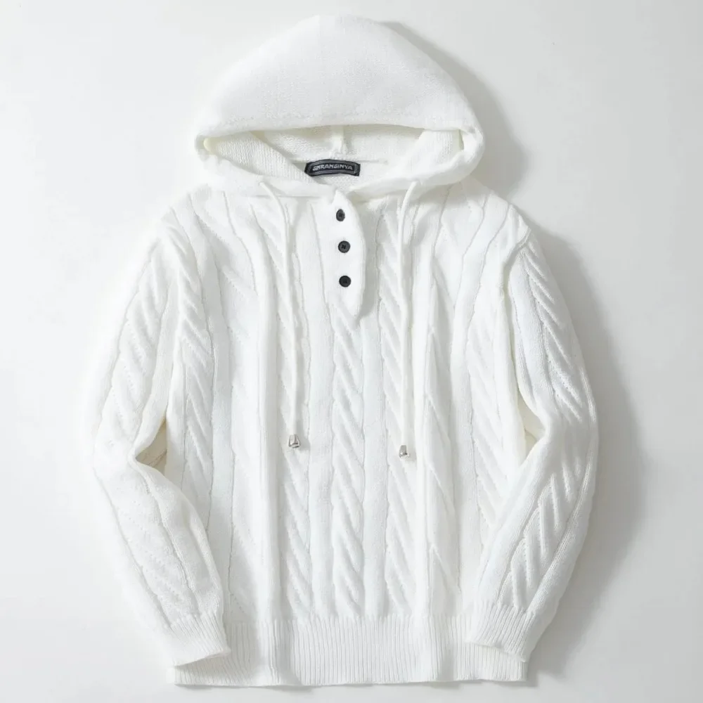 

Мужские осенне-зимние вязаные толстовки с длинными рукавами, мужская трендовая уличная одежда, модный свитер с капюшоном, пальто, свободные повседневные пуловеры, топы