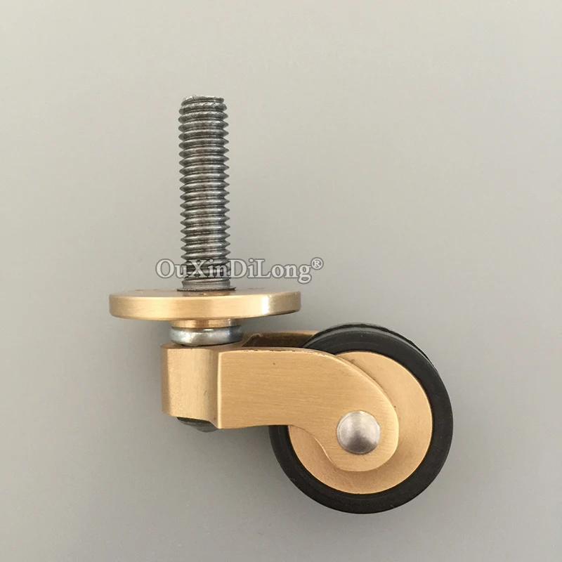 4PCS 1'' Solid Brass Casters Table Chair Sofa Cabinet Castors 360° Rotary Smoothly Moving Furniture Rollers Rubber Silent Wheels