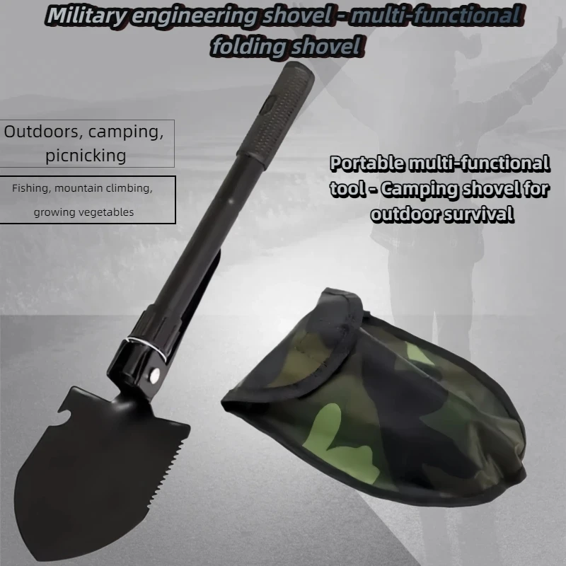 Multifunctional Folding Shovel Garden Camping Snow Scraper Telescopic Military Survival Spade for Outdoor Hiking Backpacking