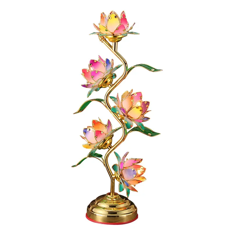 Lotuslampe Buddha Frontlicht Versorgungslampe S-förmige Lotuslampe Buddhistische Lampe Höhe 61 cm Tempel Zuhause