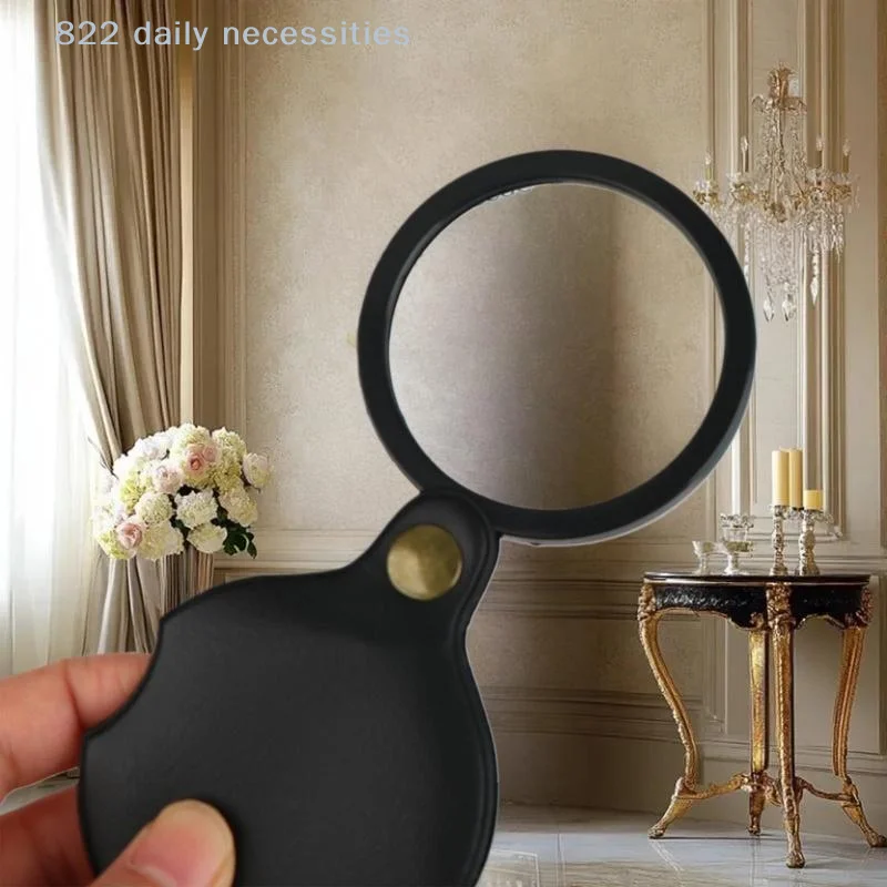 convenientFolding Magnifying Glass Folded Leather Case Portable Handheld Jewelry Loupe 8X Mini Magnification 50/60/70MM