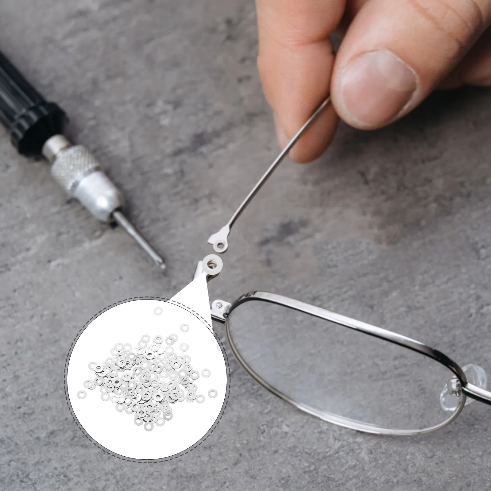 200Pcs Round Metal Flat Washers Rimless Glasses Repair Gaskets Eyeglass Frame Inserts Spectacle Hardware Eyewear Replacement