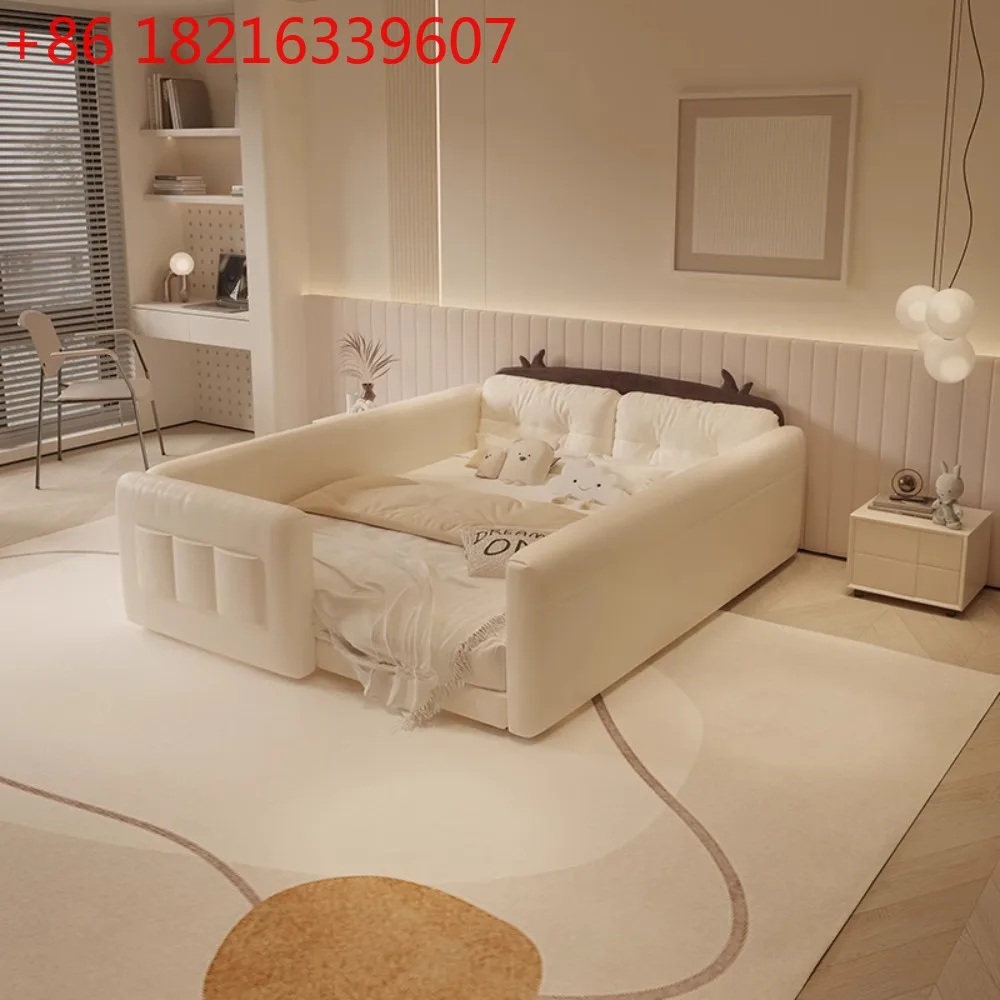 YAO Parent Child Cow Bed Headboard Design Bed Cream Guardrail Splicing Bed High Guard Board camas de dormitorio bedroom accessor