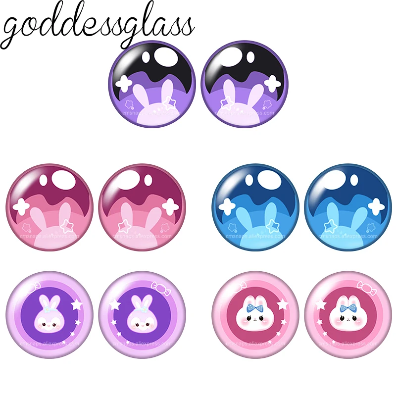 Glass Cartoon Doll Eyes Star Rabbit Pupil Cry Eye 10pcs 12mm/18mm/20mm/25mm Round Cabochon Flat Back Making Findings Jewelry