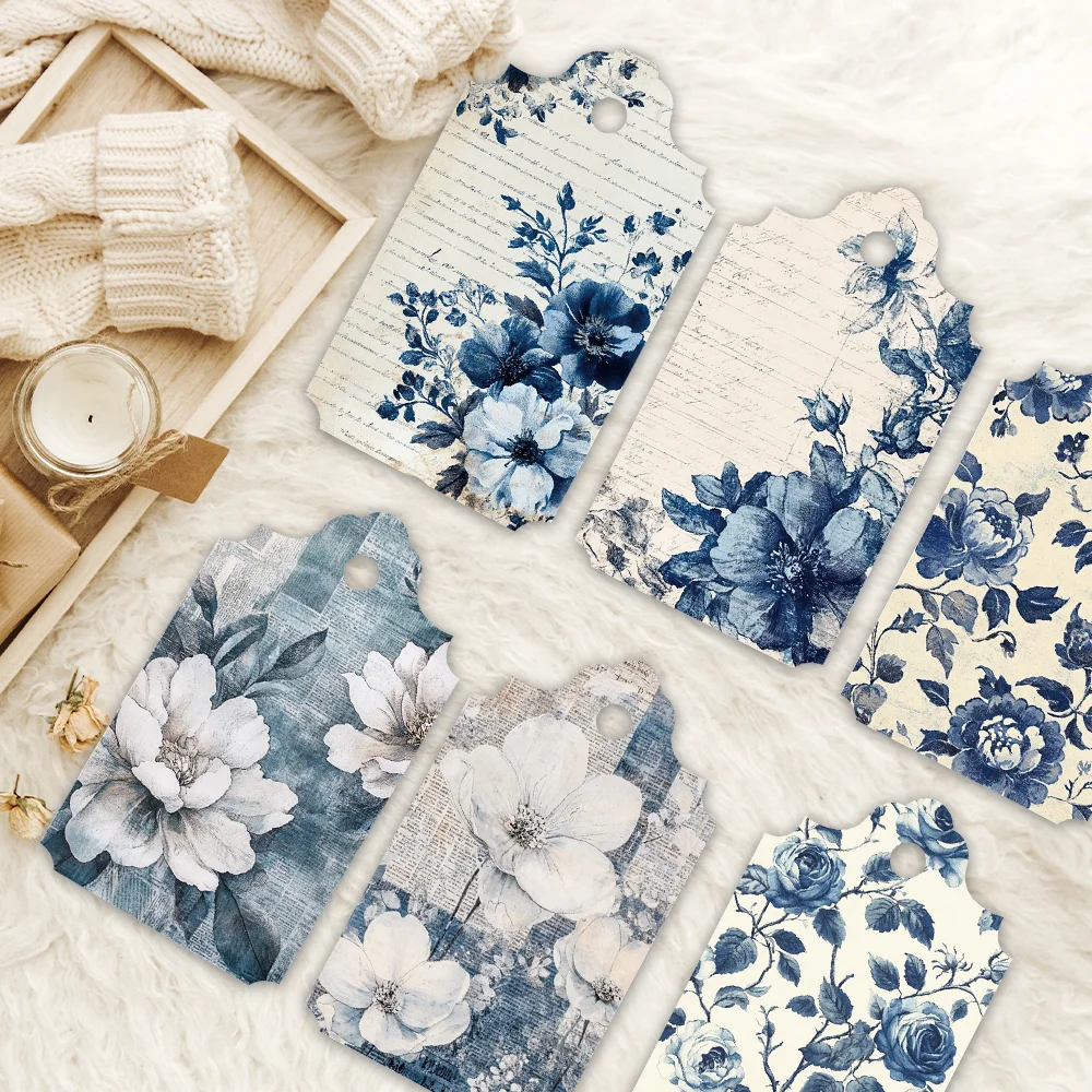 40 шт. винтажные синие цветочные бирки, бирки, подвесные бирки, подходят для подарков, свадеб, свадебных вечеринок, открыток на день рождения, включает конопляную веревку.