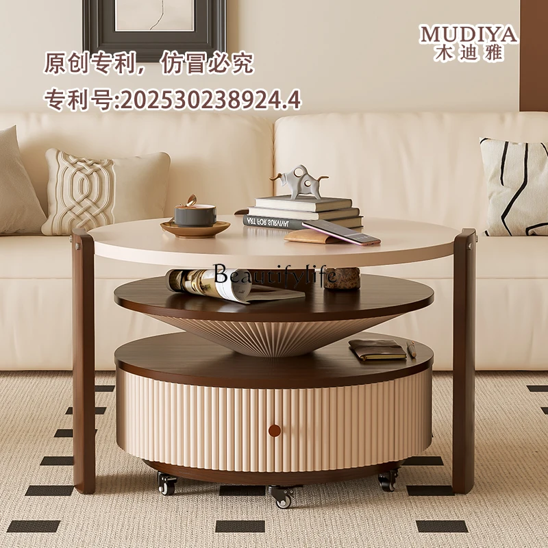 طاولة القهوة ذات البلاط الصخري لغرفة المعيشة المنزلية، شقة صغيرة، طاولة شاي متحركة إبداعية من القرون الوسطى