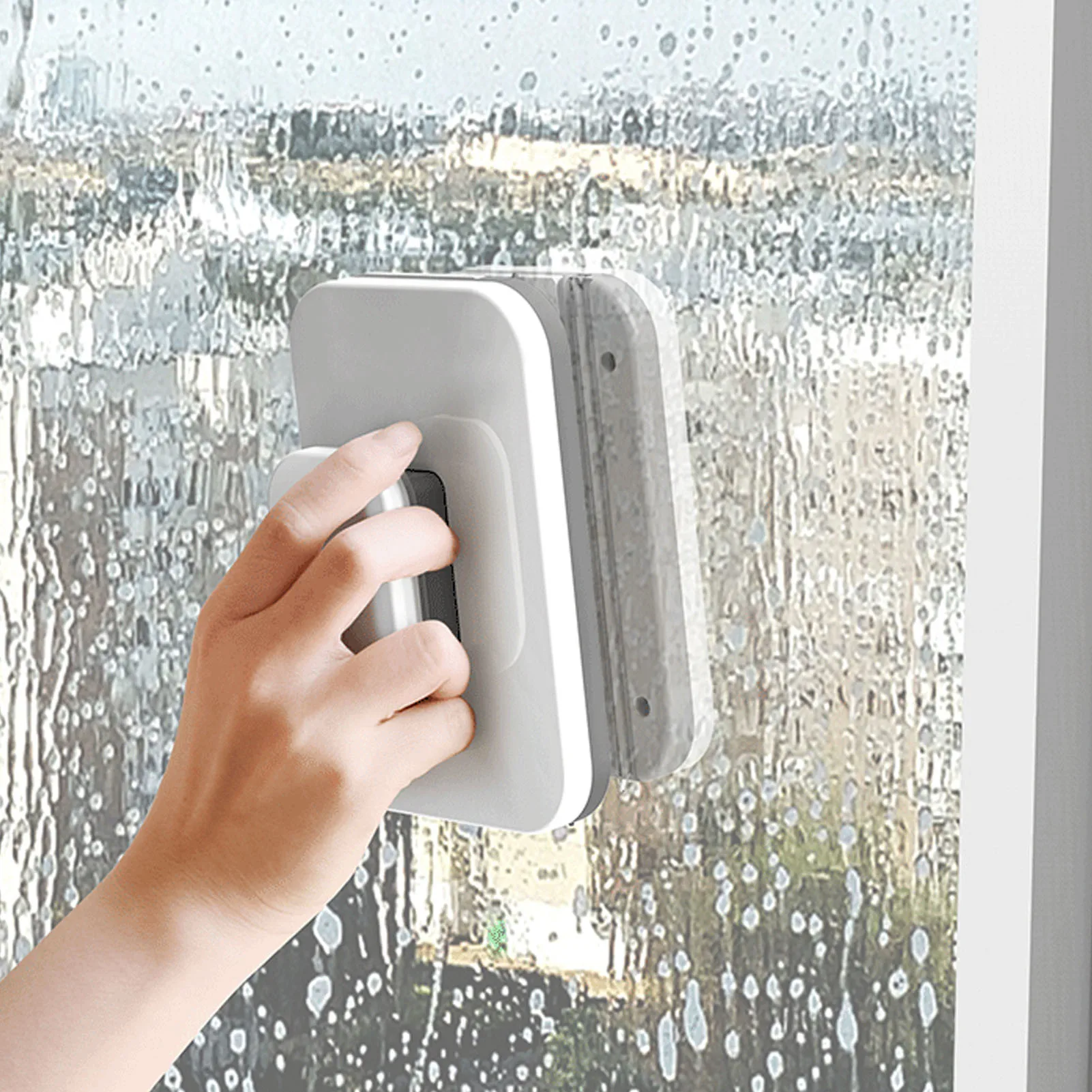 E9 Magnetic Window Cleaner Large Handle Double Sided High Safety Sturdy Plastic Window Cleaning Brush Tool for 3 to 10mm Glasses