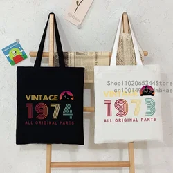 Street Style 1970-1979 Tote Bag Vintage Birthday Year Shopper Handbag Fashion Canvas for Women Men Graphic 1974 Shoulder Bag