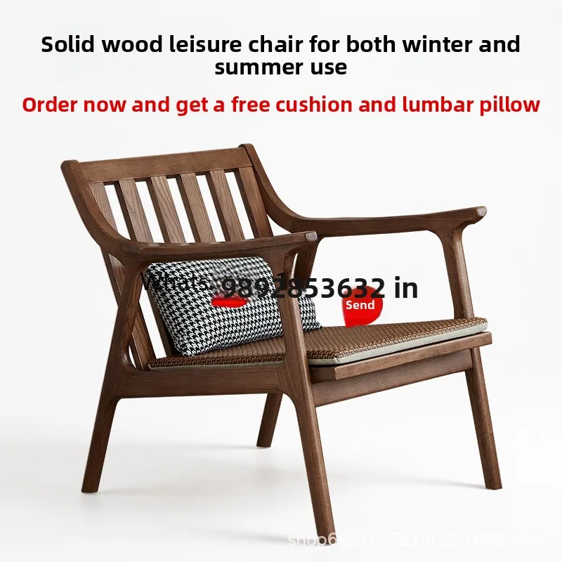 كرسي أريكة بمقعد واحد من الخشب الصلب الاسكندنافي YFY كرسي صالة شرفة لغرفة المعيشة البسيط الحديث #5