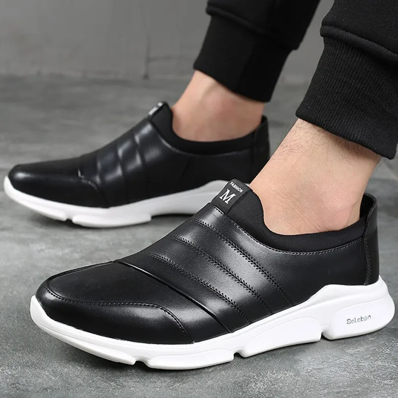 New Men Casual Shoes Fashion Leather Men Shoes Sneakers Outdoor Breathable Flats Shoes Male Loafers Walking Footwear Plus Size