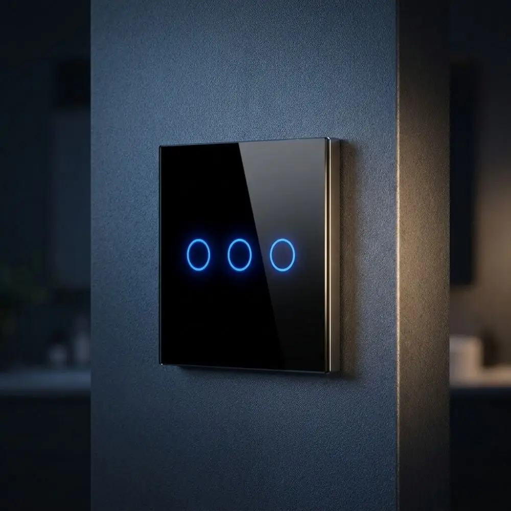 EU Standard Touch Sensor Switch Glass Panel 1/2/3 Gang Smart Switch LED Backlight No Neutral Wire Wall Light Switch Smart Home