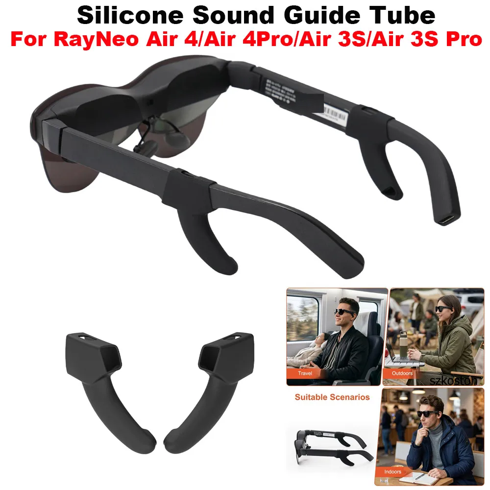 2Pcs Soft Silicone Sound Guide Tube For RayNeo Air 4/Air 4Pro/Air 3S/Air 3S Pro Light Weight Smart Glasses Accccessories
