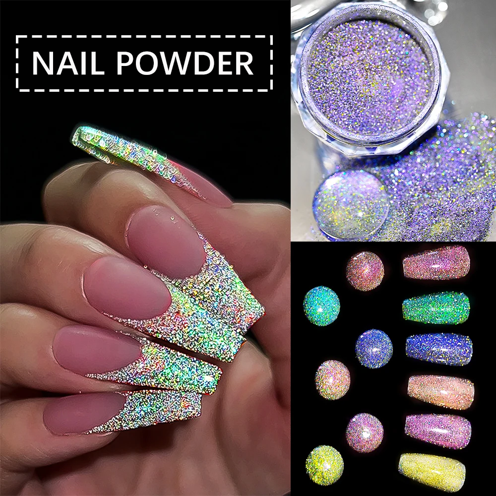 1Jar Amazing Reflective Glitter Nail Powder Sequins Sparkly Flash Crystal Pigment Dip Chrome Powder Nails DIY Dust Nail Supplies